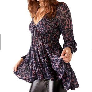 Free People  Dark Romance Tunic In Dark Combo